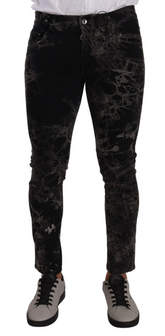 Dolce & Gabbana Black Patterned Skinny Slim Fit Jeans -   -  Dolce & Gabbana.